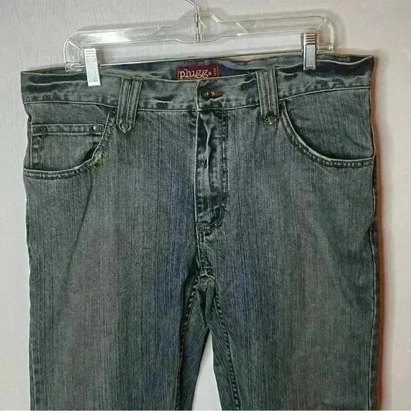 Plugg Distressed Denim Jeans Mens 36x30 Blue Y2K Skater Straight Leg - Picture 2 of 10